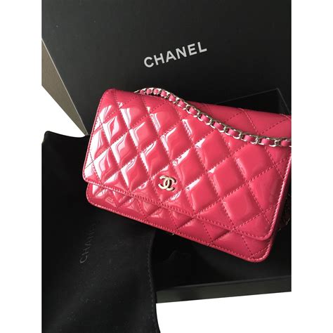 chanel pink patent wallet